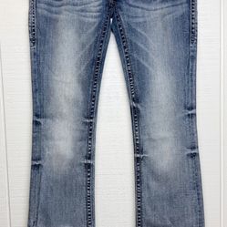 Rock Revival Jeans Women's 28 Sora Boot Cut Embellished Distressed Denim Blue