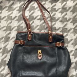 Large black and brown tote bag
