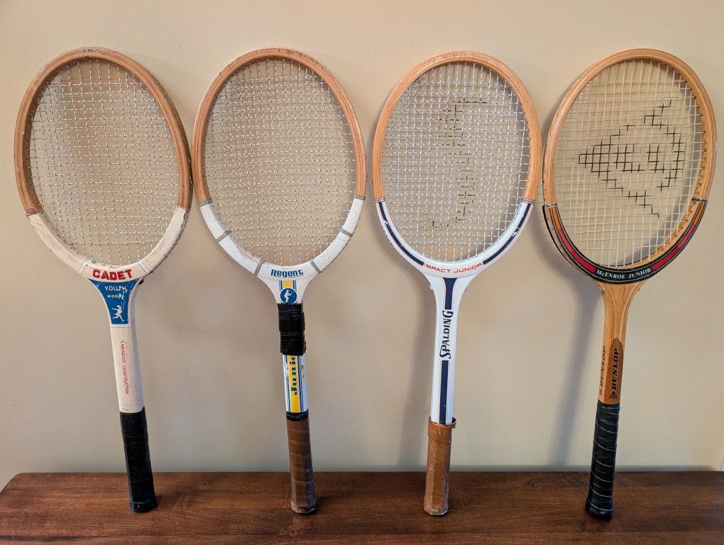 Vintage Wooden Junior Tennis Racquet Lot of 4