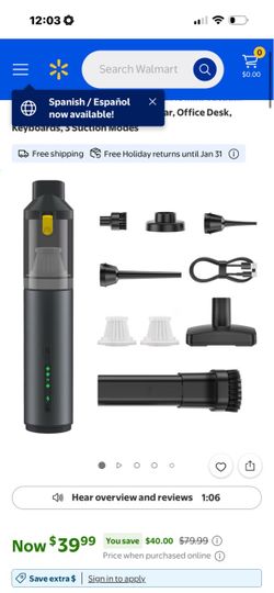 Portable Cordless Mini Vacuum with Attachments