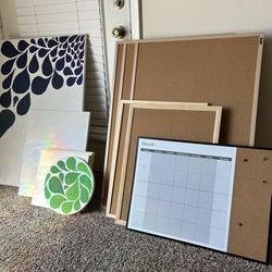 Cork boards, Canvass, wood canvas, white boards 