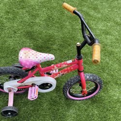 Disney Minnie Girl's Bike for Kids, Training Wheels, 12" 