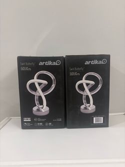 2 Artika Swirl Butterfly 11" Modern Dimmable Integrated LED Table Lamp - Chrome Brand new