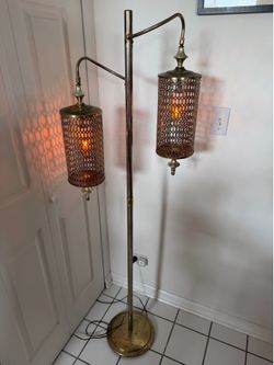 Vintage Mid-Century Dual Lantern Floor Lamp