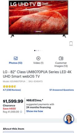 LG - 82" Class UM8070PUA Series LED 4K UHD Smart webOS TV