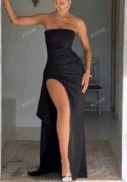 XS Black Strapless Evening Dress