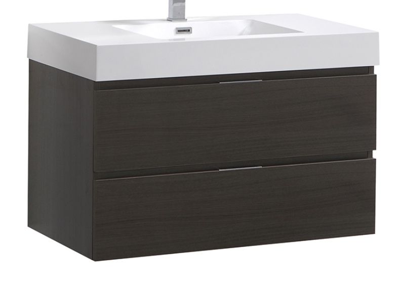 Fresca Valencia 36-in Gray Oak Single Sink Floating Bathroom Vanity 