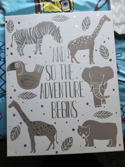 Nursery Animals Sign "And So The Adventure Begins"