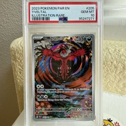 2023 POKEMON PAR EN-PARADOX RIFT ILLUSTRATION RARE #205 YVELTAL PSA 10