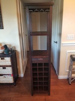 Crate And Barrel Bar Wine Tower Rack With Drawer 15"x15"x66"H