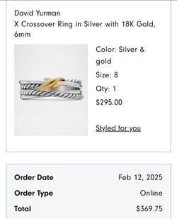 David Yurman size 8 ring