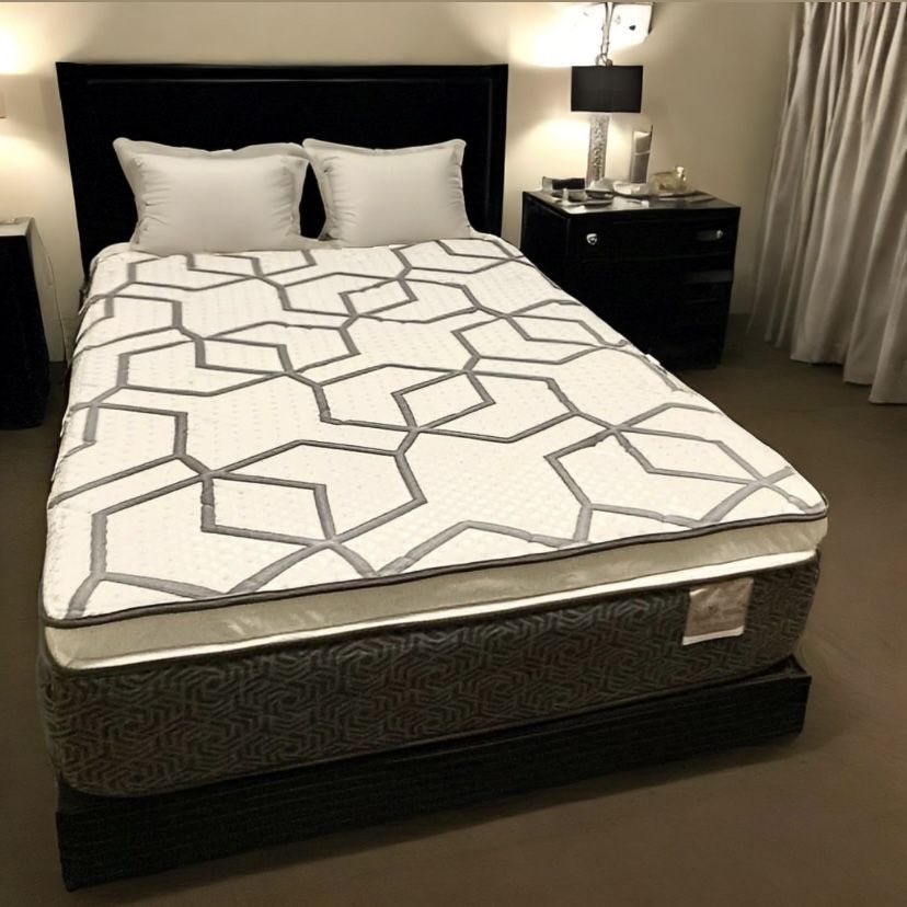 Queen Size Mattress Pillow Top 14” Inches Excellent Comfort Also Available: Twin, Full, And King New From Factory With Its Plastic Same Day Delivery
