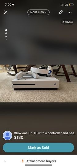 Xbox one S 1 Tb with controller and headset included yes this is my listing in letgo too