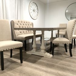 Comedor Dining Table 4 Chairs & Bench 
