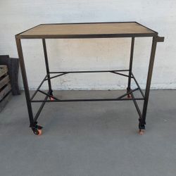 Large Metal Work Station Table on Wheels - $195