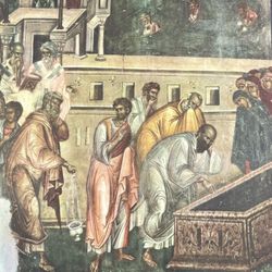 Original Vintage Fine Art Print Poster Medieval Yugoslavia Wall Frescoes Antique Painting Artist Collectible Printed Italy 1960’s. Church of Milutin. 