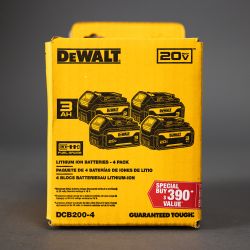 DEWALT 20V MAX 3Ah Lithium-Ion Premium Battery Pack 4-Pack DCB200-4 LED Fuel Gauge