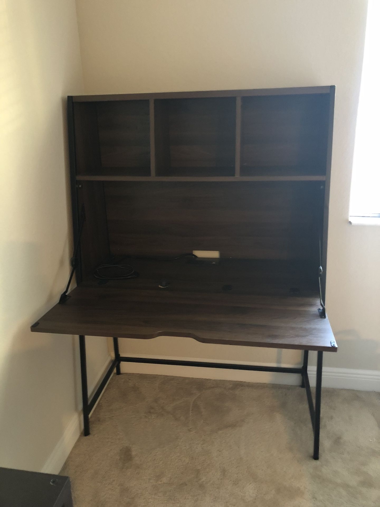 Fold-Down Secretary Desk with Storage