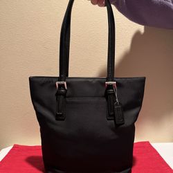 Vintage Coach 9321 Black Canvas Nylon Leather Tote Handbag