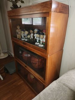 Antique bookcase display by the globe wernicke Co