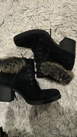 Sophie 17 boots #Black Suede Lace-Up #Ankle Boots with Fur Trim
