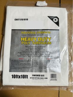 Heavy Duty Waterproof Poly Tarp 10 ft x 10 ft – Outdoor Cover