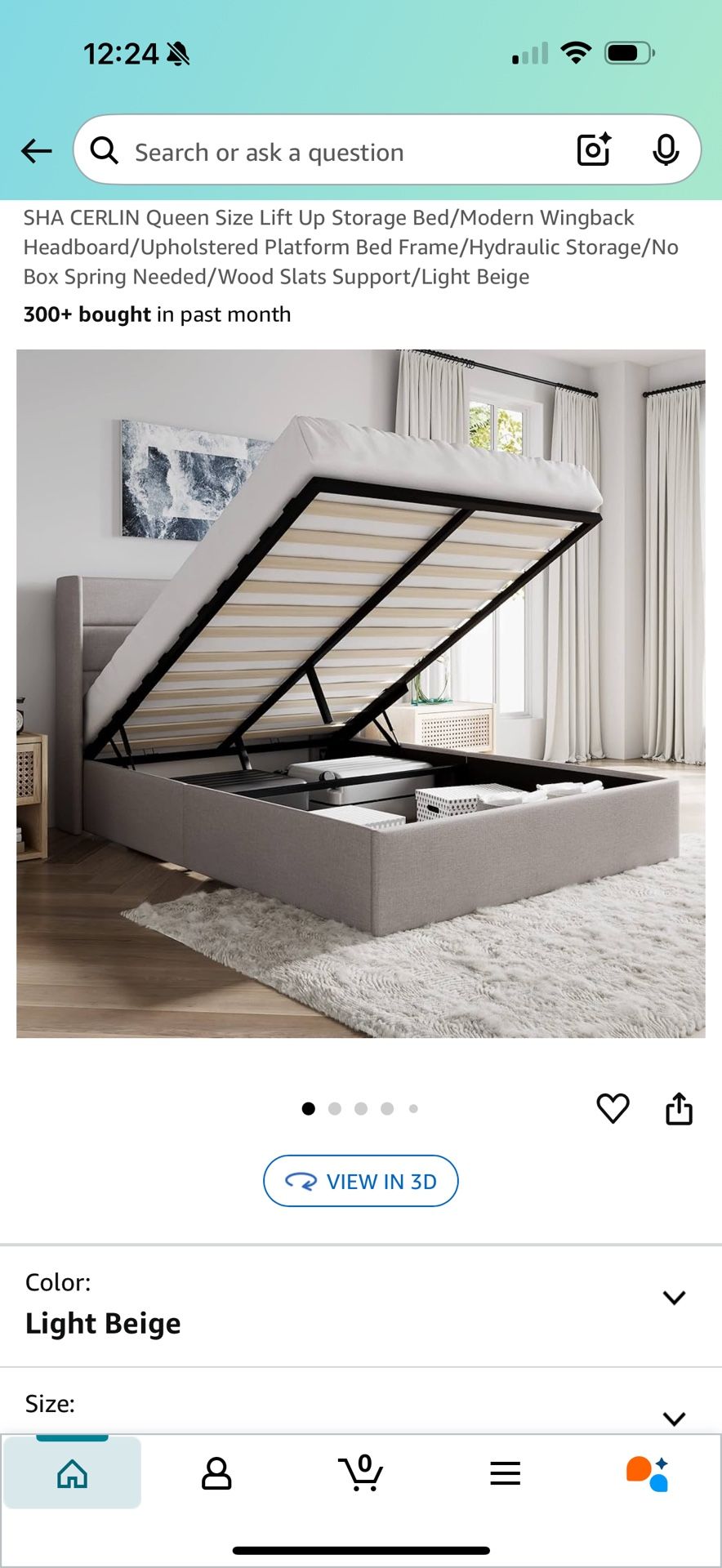 Beige Platform Bed Frame