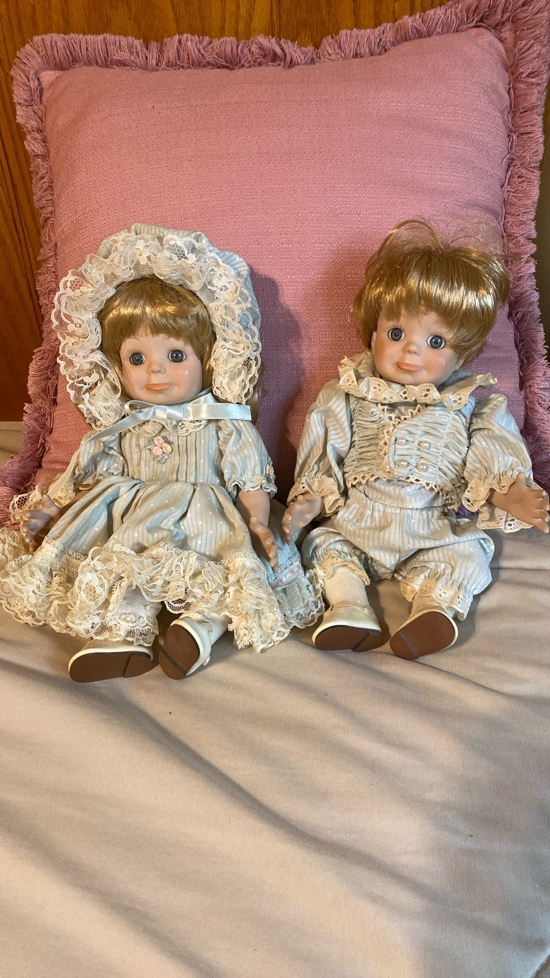 Porcelain Baby Girl and Baby Boy Dolls ($30 Pair)