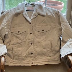 NEW - Levi's Women's 90s Style Off-White Sherpa Trucker Jacket Large
