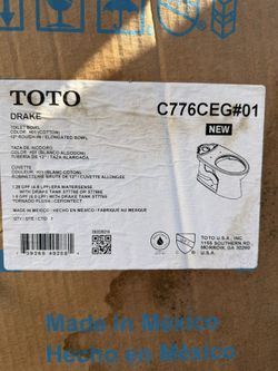 New Toto Drake Elongated 12” Rough In Toilet Bowl Only C776CEG#01 White