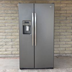 GE SLATE SIDE-BY-SIDE REFRIGERATOR 25.32 cu ft COLD FOOD STORAGE HOME KITCHEN MAJOR APPLIANCE
