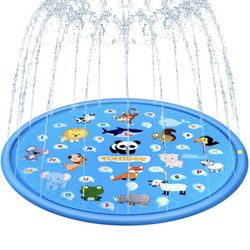 💧Splash Pad for Kids, Upgraded 68'' Summer Outdoor Water Toys Sprinkler for Kids Splash Pad Play Mat & Wading Pool for Fun Games Learning Party 1-12 