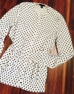 Tommy Hilfiger Women's Cardigan Sweater Size MEDIUM Black Polka Dots Button Front