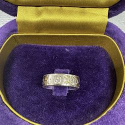 GUCCI Icon Blooms 18K White Gold White Enamel Ring Sz 7