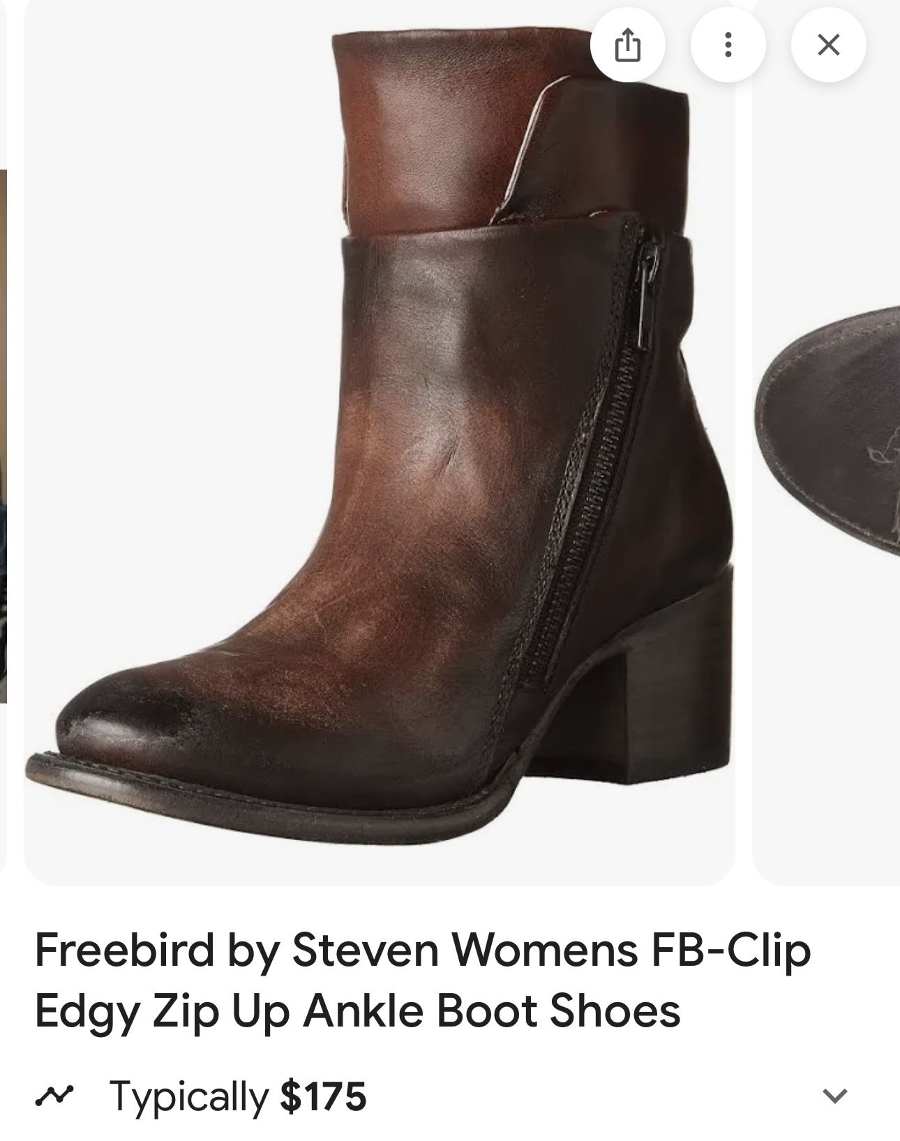 Freebird By Steven Women’s Size 6 Leather Zip Up Boots