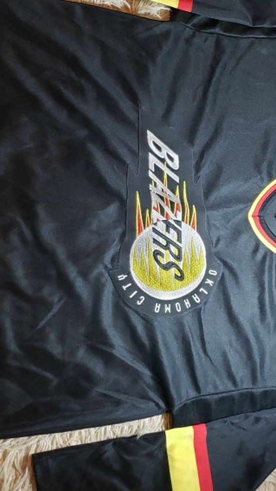 Authentic OKLAHOMA CITY BLAZERS Jersey CHL Hockey Black Sewn PRO WEAR XXL RARE. Condition is "Used". Shipped with USPS Priority Mail. Odor and stain f