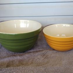 Ceramic Mixing Bowls, Colorful Nesting Mixing Bowl Set of 2, Cooks Tools