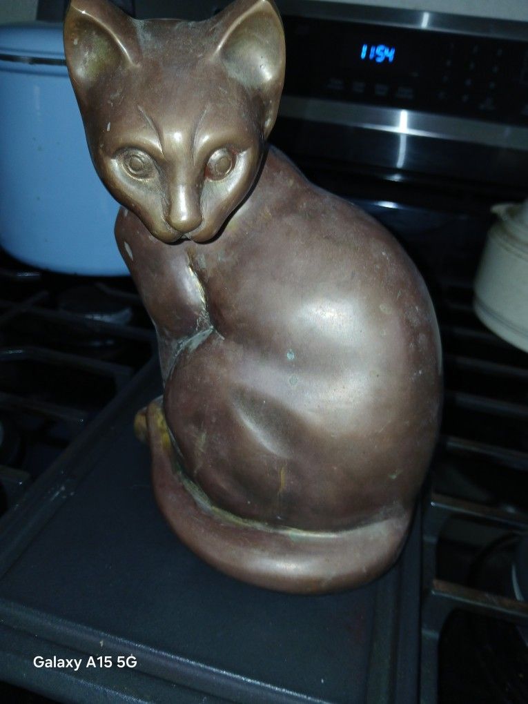 Antique Bronze Cat Statue
