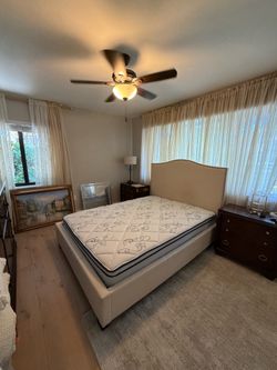 Queen bed frame & mattress