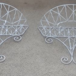 2 Farmhouse White Hanging Wall Plant Holders