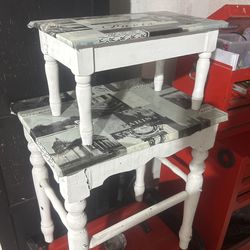 Two Tables With Sheet metal Top With Paris Plastic Cover 