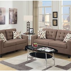 2 PC SOFA SET LIGHT COFFEE NEW IN BOX ☎️ 1714586,2564 PICK UP PRICE