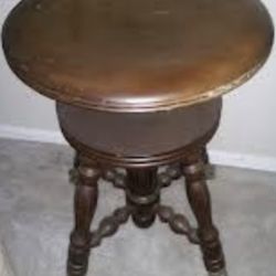ANTIQUE  PIANO/ORGAN  (2)  HIGH BACK CHAIRS    (1)  STOOL   WITH CLAW HELD GLASS BALL FEET