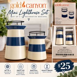 Gold Canyon Mini Lighthouse Candle Holders