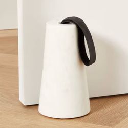 CB2 Marble Doorstop with Leather Loop Handle