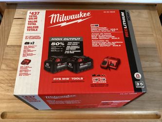 2 Milwaukee M18 Batteries HIGH OUTPUT XC6.0 And M18 Charger.   Brand NEW.
