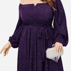 Plus Women’s Sequin Glitter Off the Shoulder Mini Dress by Scomchick size 3X