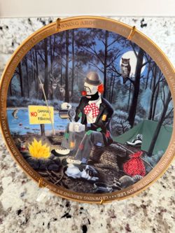 Adorable Ron Lee Clowning Around 1993 “No Camping or Fishing”  Collector Plate