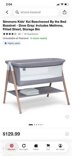 Simmons Kids Koi Beechwood Bassinet – Dove Gray