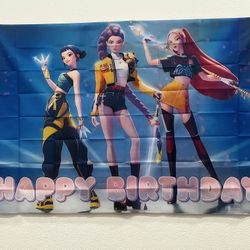 K-Pop Demon Hunters Birthday Backdrop Banner